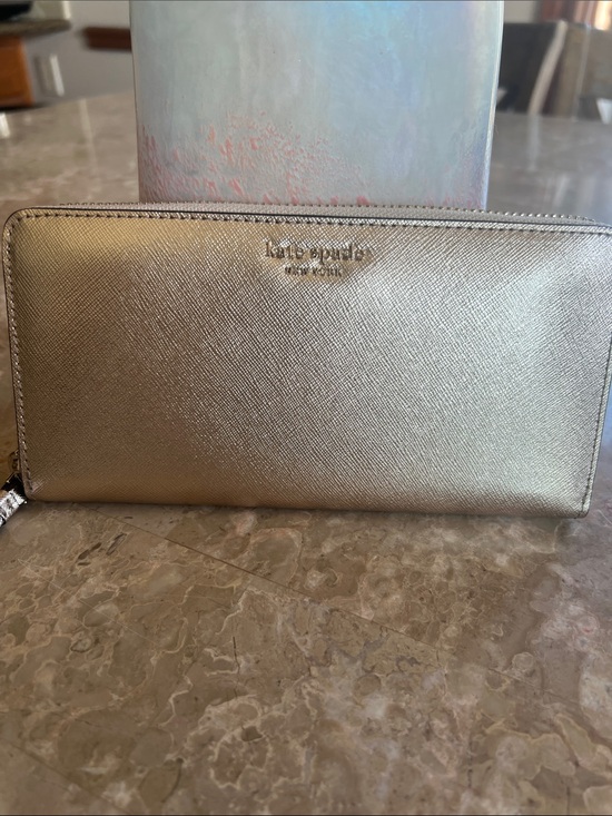 kate spade Handbags - kate spade metallic rose gold zip-around continental wallet NWT